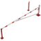 Swing barrier | with bracing tube and | pull rope reinforcement | to be fixed by plugs, hot-dip galvanized and red coated with white reflecting rings | Barrier arm length: 4500 mm | for padlock
